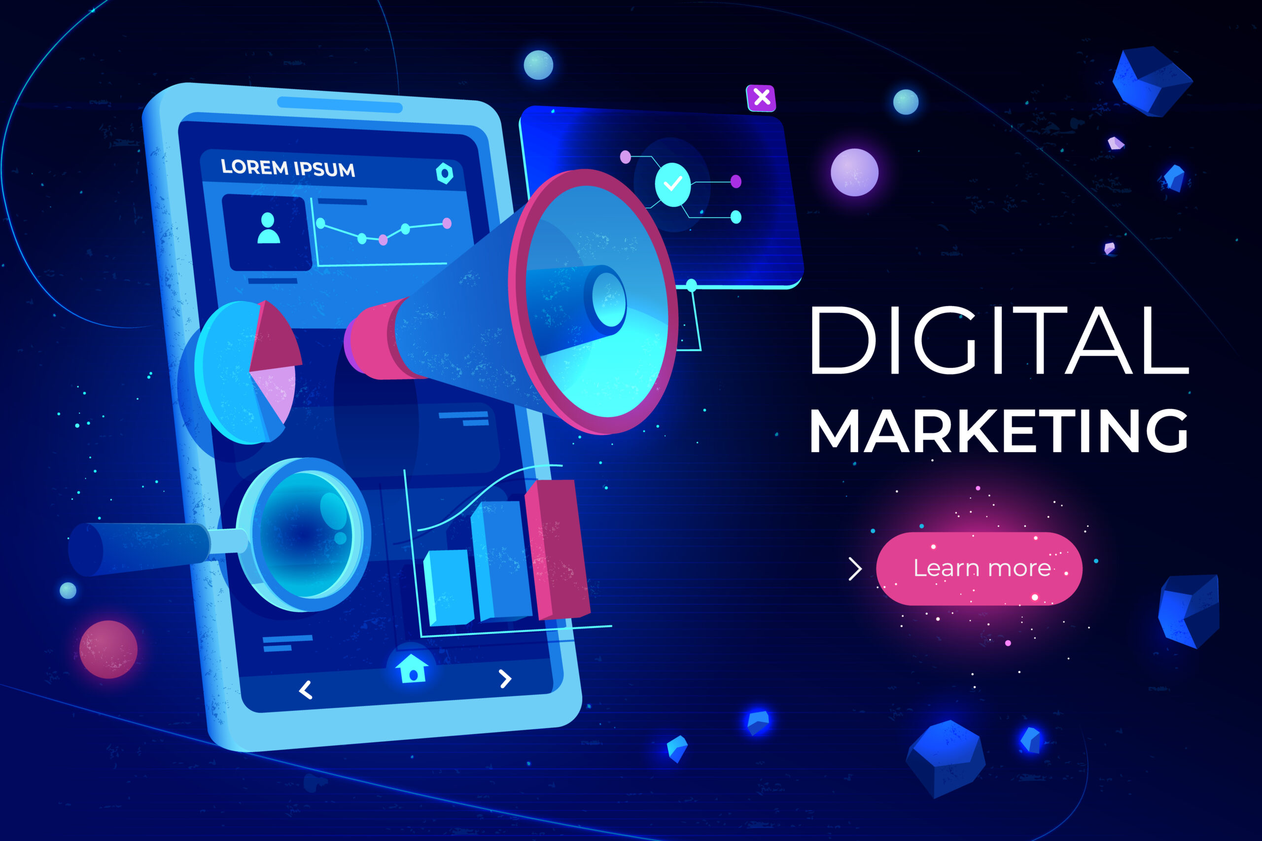 digital marketing landing page, smartphone screen